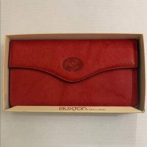 NWT Buxton Vibrant Red Leather Clutch/Wallet